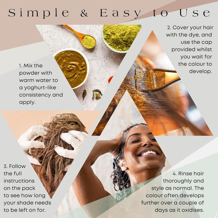 Pure Organic Henna Hair Dye in Dark Brown for Volumising, Strengthening, & Revitalising