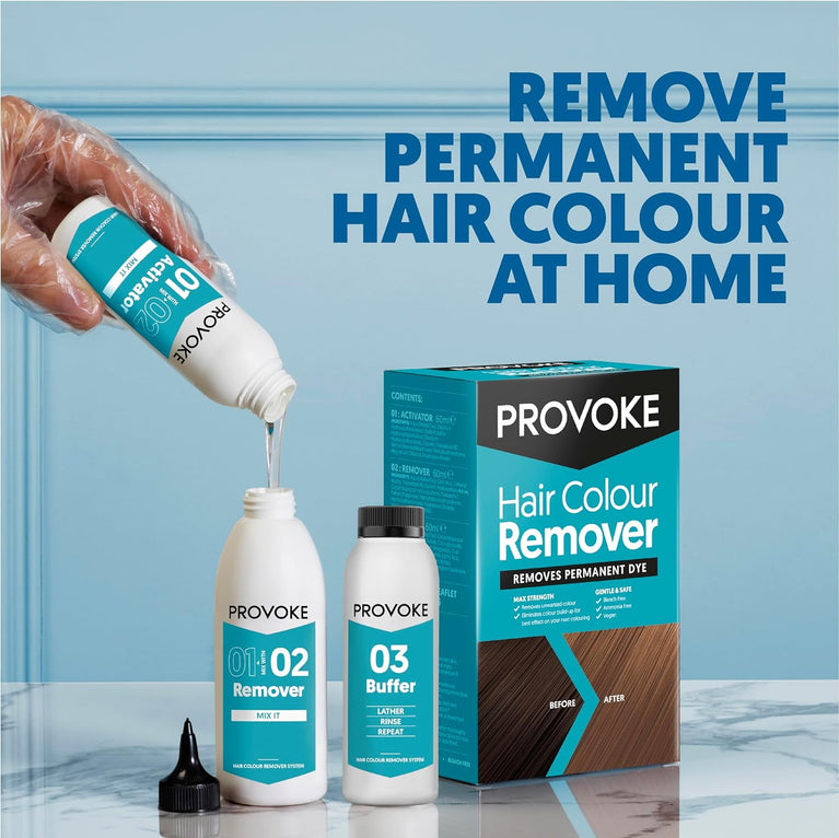 PROVOKE Hair Colour Remover, Max Strength Removes Permanent Hair Dye, For Multicoloured Hair Dye Removal; ammonia-free and Bleach-Free Formulation