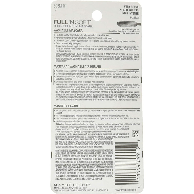 Maybelline 301 Very Black Full 'N Soft Mascara - 0.28 fl. oz. (8.2 ml) Beauty Eye Makeup