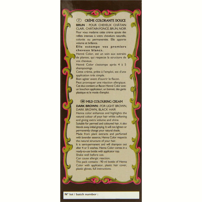 Henne Color NJD-LHBW3 Brown Henna Hair Colouring Cream 90 ml