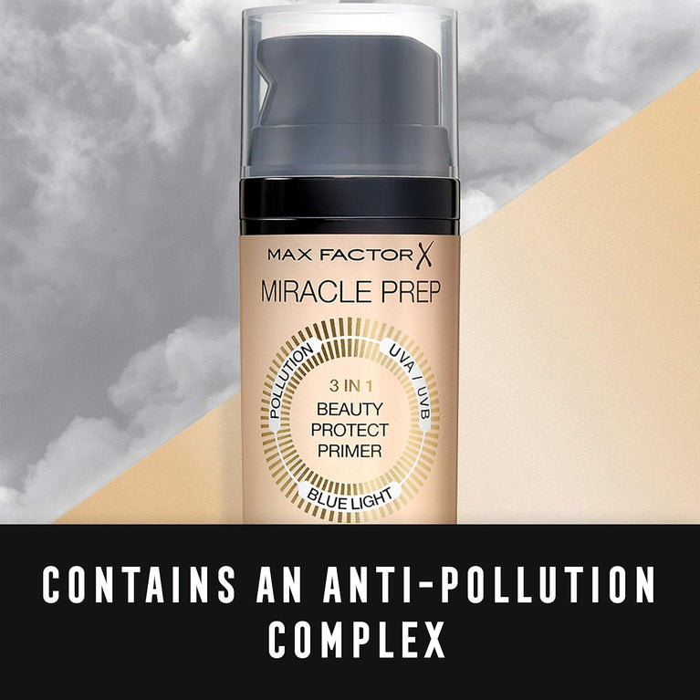 Max Factor Radiant Skin Prep Primer with 3-in-1 Miracle Beauty Benefits, 30 ml