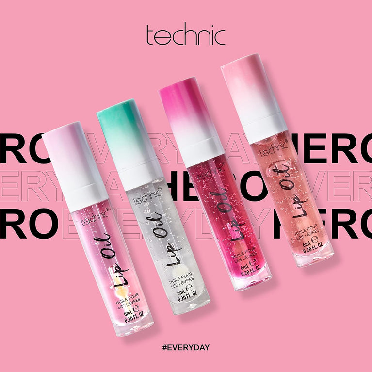 Technic Cherry Flavoured Lip Oil - Non-Sticky, Hydrating, and Glossy Finish for Plump and Smooth Lips