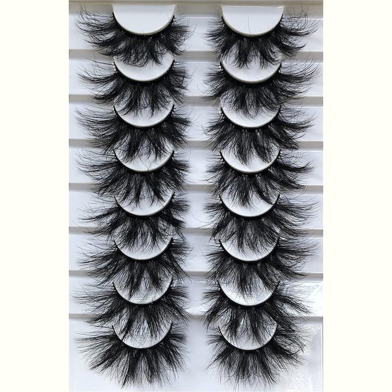 GMAGICTOBO Handmade 20mm 3D Mink False Eyelashes, 8 Pairs Fluffy Wispy Dramatic Eye Lashes Pack with Thick Volume, Soft and Lightweight for Bold Queen Makeup Look