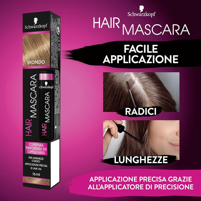 Schwarzkopf Hair Mascara, Temporary Hair Mascara, Temporary Gray Hair Cover, Blonde Color, 15 ml, 16 ml, 1