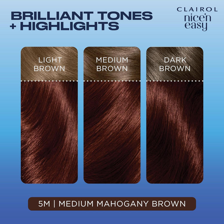 Clairol Nice'n Easy Crème, Medium Mahogany Brown Hair Dye with Oil Infusion and Salon Highlights