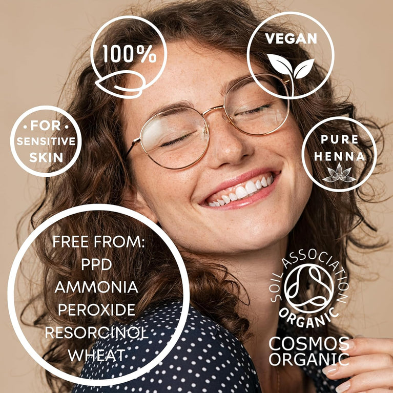 Pure Organic Henna Hair Dye in Dark Brown for Volumising, Strengthening, & Revitalising