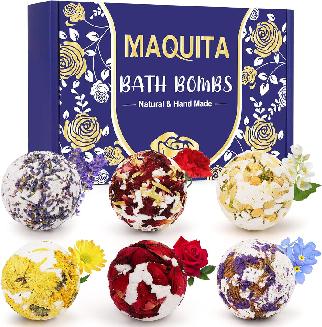 MAQUITA 6-Piece Aromatherapy Bath Bomb Set for Ultimate Relaxation and Luxury Spa Experience