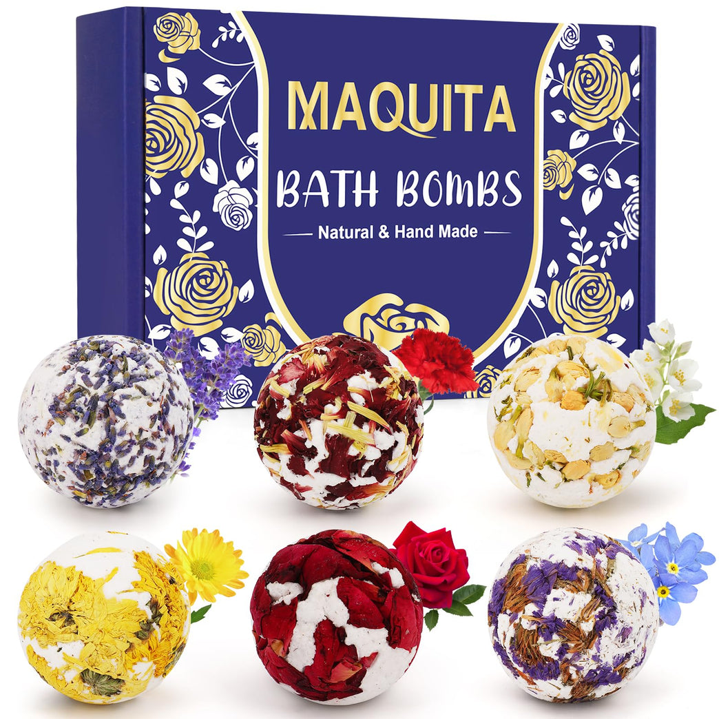 MAQUITA 6-Piece Aromatherapy Bath Bomb Set for Ultimate Relaxation and Luxury Spa Experience
