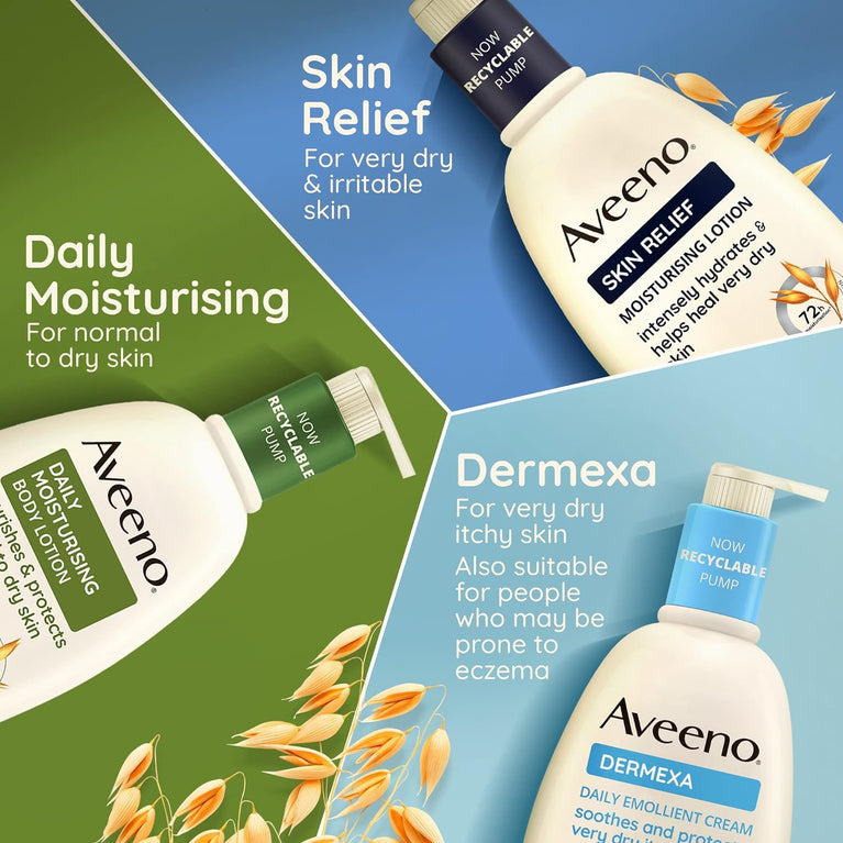 Aveeno Skin Relief Moisturising Lotion with Triple Oat Complex and Shea Butter, 72-Hour Intense Hydration for Sensitive Skin