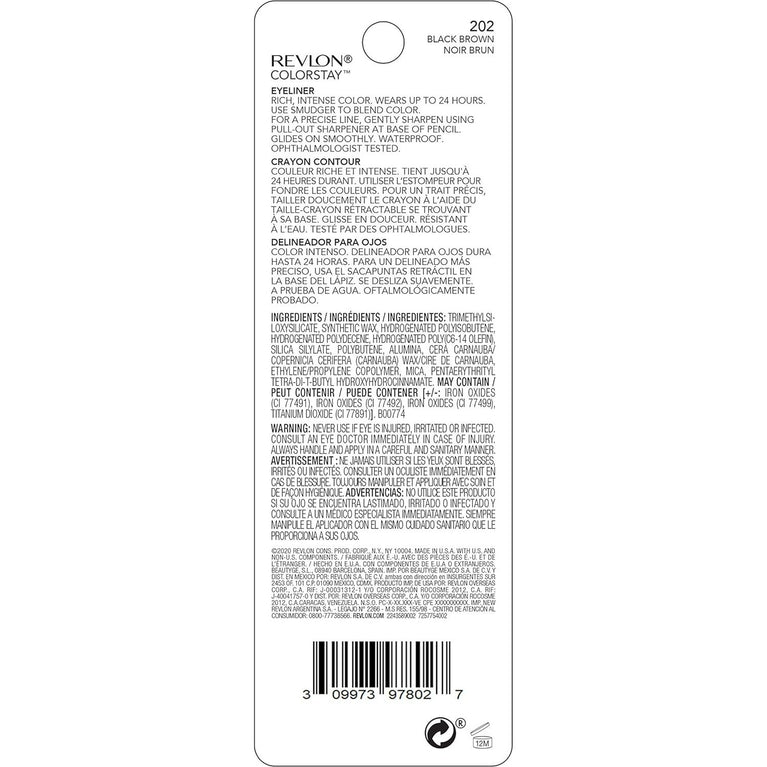 Revlon SoftFlex ColorStay Eyeliner, 0.01 Ounce in Black Brown 202, Pack of 1