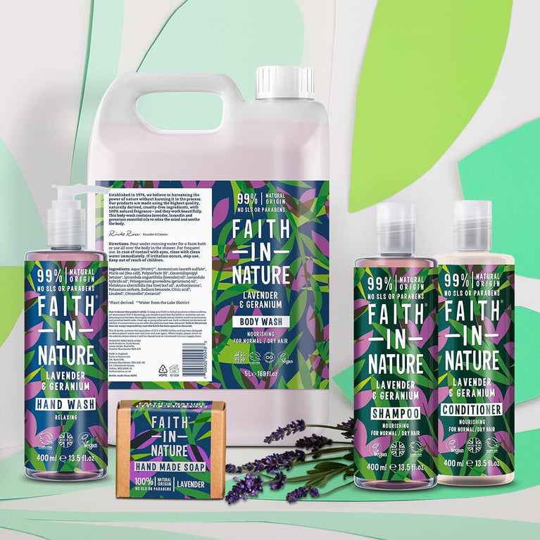Faith In Nature Lavender and Geranium Hand Wash - Nourishing, Vegan, and Cruelty-Free
