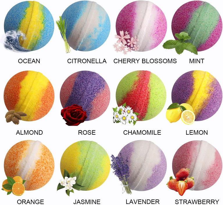 12-Piece TTRWIN Bath Bombs Gift Set for a Relaxing and Nourishing Bathing Experience