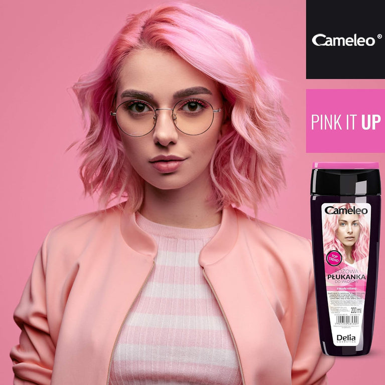 Cameleo - Pink Hair Toner with Rose Water, NO Yellow Shades, Tones, Semi Permanent Hair Dye - Blonde, Grey Hair - Colour & Care - Paraben Free | 200ml
