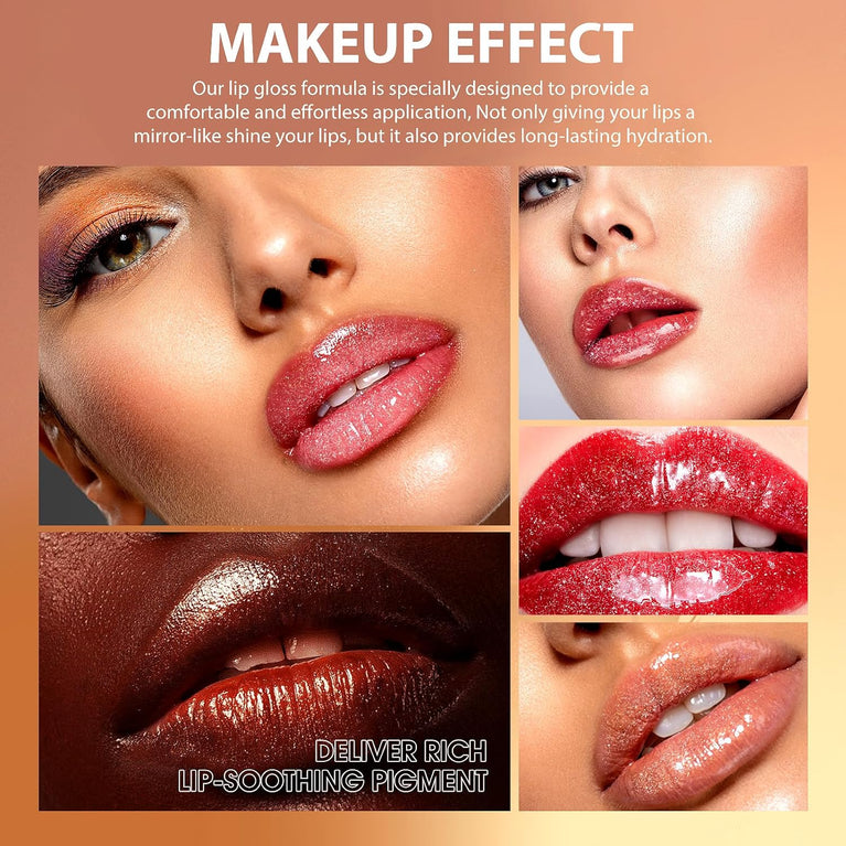 LANGMANNI Trio Lip Gloss Set with Hyaluronic Acid - Moisturizing, Shine Enhancing, and Long-Lasting Lip Hydrator, 0.1oz/pc (#1+#2+#3)