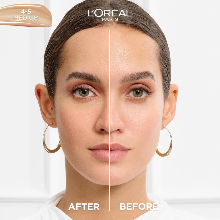L'Oreal Paris Hyaluronic Acid Infused True Match Tinted Serum Foundation, 30ml, Shade 4-5 Medium for Radiant Skin