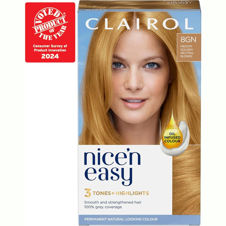 Clairol Nice'n Easy Crème, Oil-Infused Hair Dye in Medium Golden Blonde