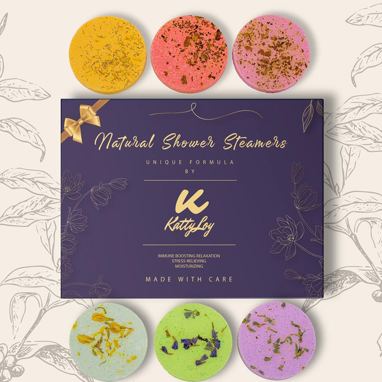 Katty Loy - Aromatherapy Shower Steamers Gift Set - Natural Spa Experience - Lavender Rose Mint - Perfect Gift for Women