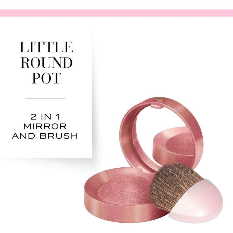 Bourjois Fine Texture Radiant Rose Glow Blusher with Built-in Mirror and Brush, 2.5g