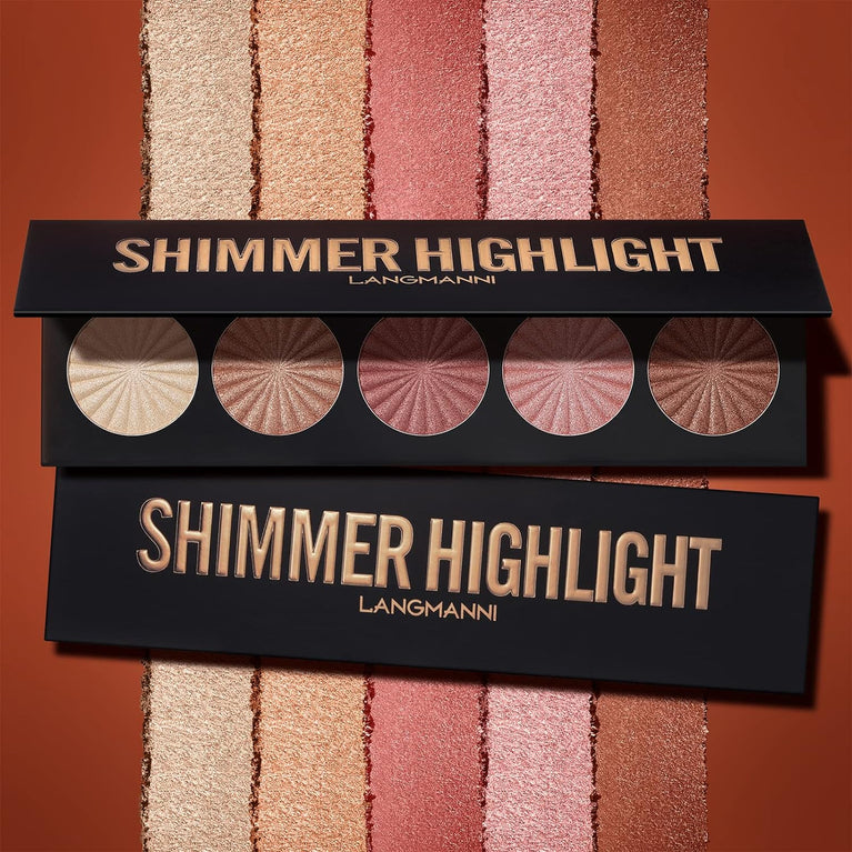 Lustrous Radiance 5-in-1 Highlighter Palette - Waterproof Illuminating Makeup Powder