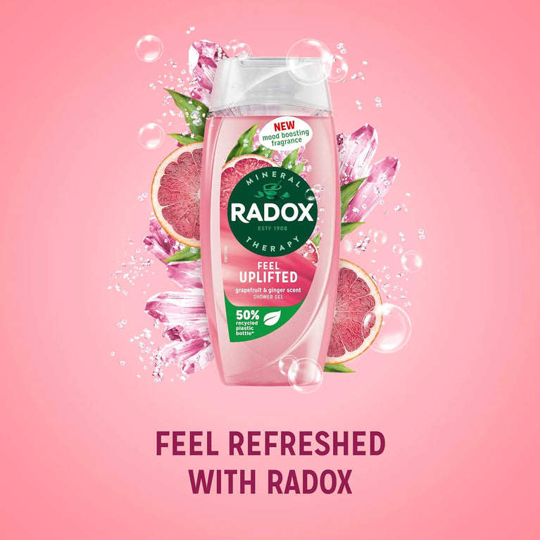 Radox Mineral Therapy Feel Uplifted Shower Gel with Grapefruit & Ginger Scent - 225 ml (Pack of 6)