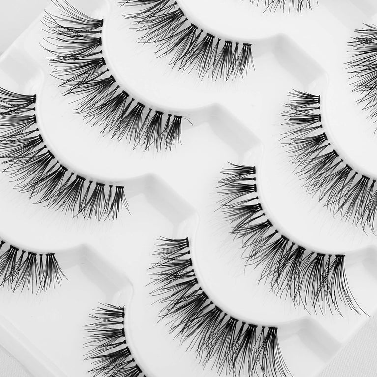 JIMIRE Glamorous Lightweight Natural False Eyelashes Multipack - Reusable and Easy to Wear