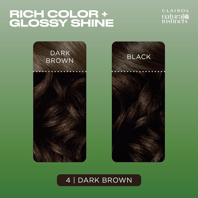Clairol Natural Instincts Semi-Permanent Dark Brown Hair Color Without Ammonia, 4