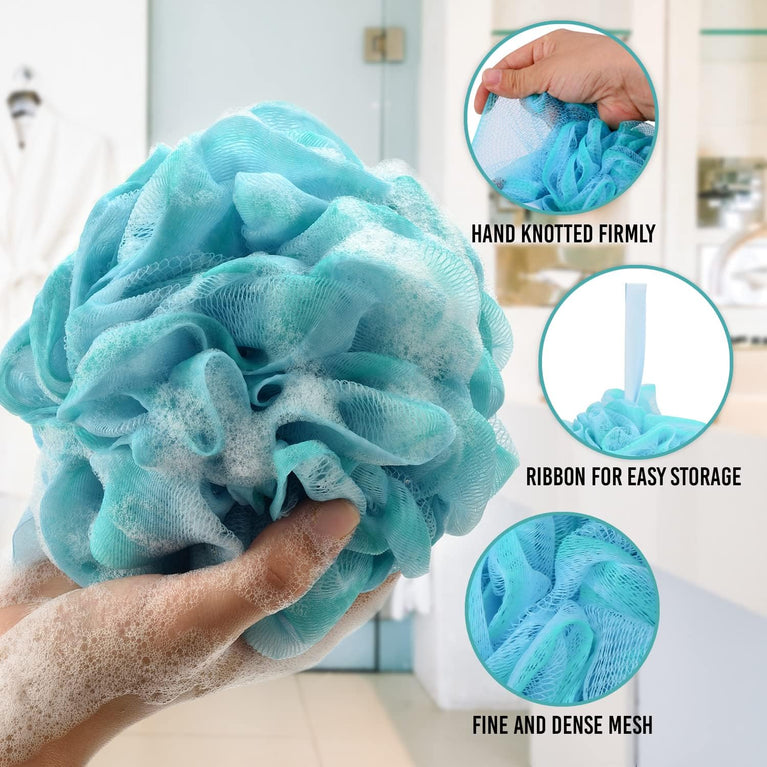 Valby Loofah Exfoliating Bath Sponge Set - Pack of 4 Oceanic Shower Scrubbers
