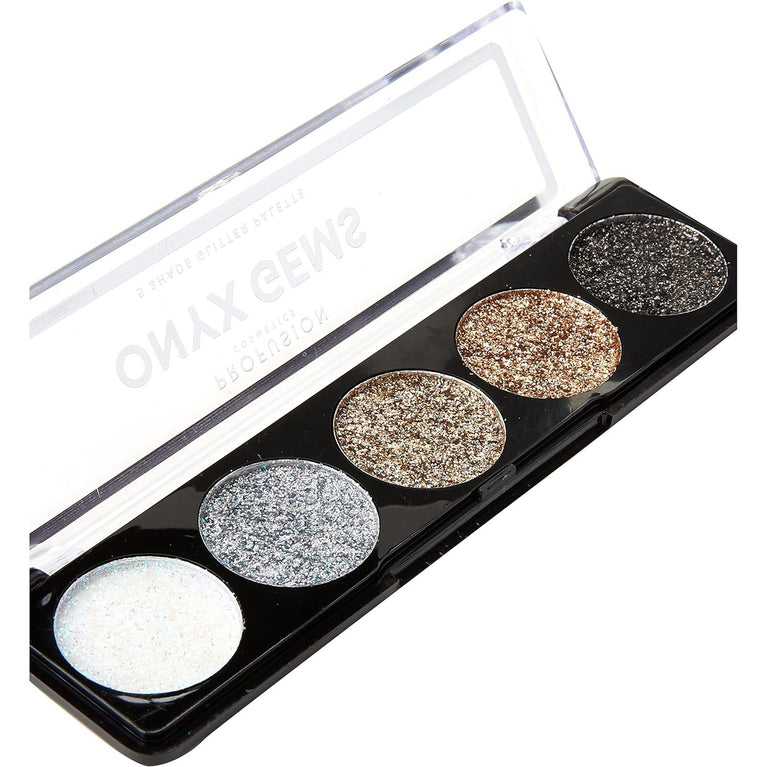 Profusion Cosmetics Glitter Bomb 5-Shade Eyeshadow Palette - Onyx Gems Edition