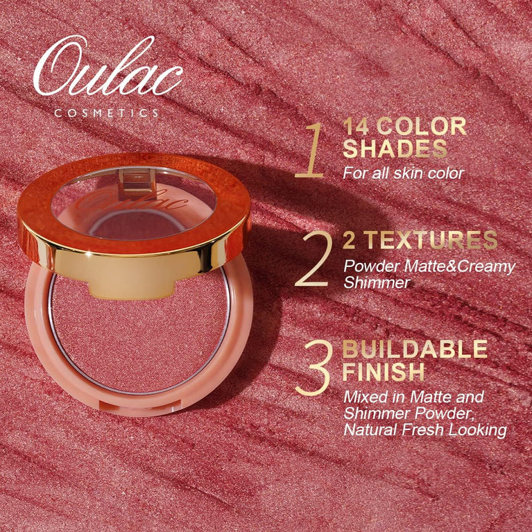 Oulac Baby Pink Vegan Mineral Blush - Customizable Radiance for Cheeks