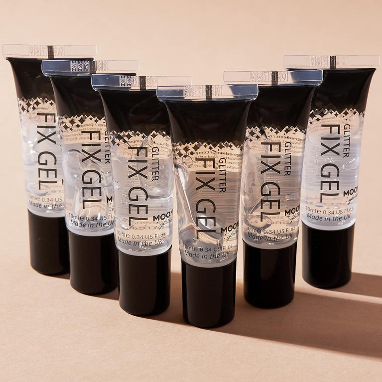 Moon Glitter's Universal Glitter Fix Gel - 10ml - Vegan Cosmetic Adhesive Primer for Face, Body, and Eyes - Suitable for all Glitter Types including Fine, Chunky, Holographic, Iridescent, and Bio