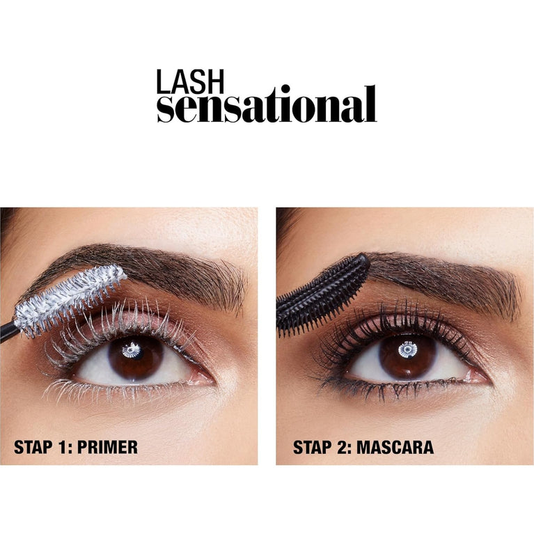 Maybelline New York Lash Sensational, Waterproof Volumizing Mascara in Black with Curved Silicone Brush, 9.5 ml