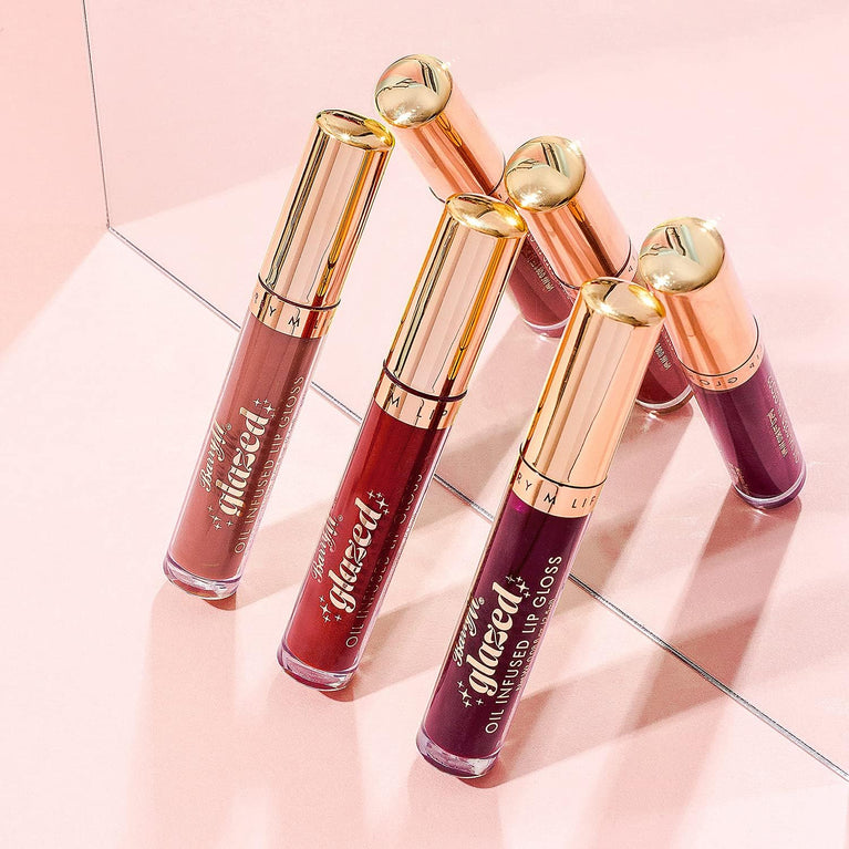 Barry M High Shine Glazed Lip Gloss in Intriguing Red, Infused with Hydrating Plum and Almond Oil
