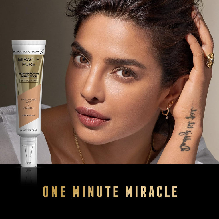 Max Factor 24-Hour Hydrating Miracle Pure Foundation with SPF 30 in Natural Rose 50