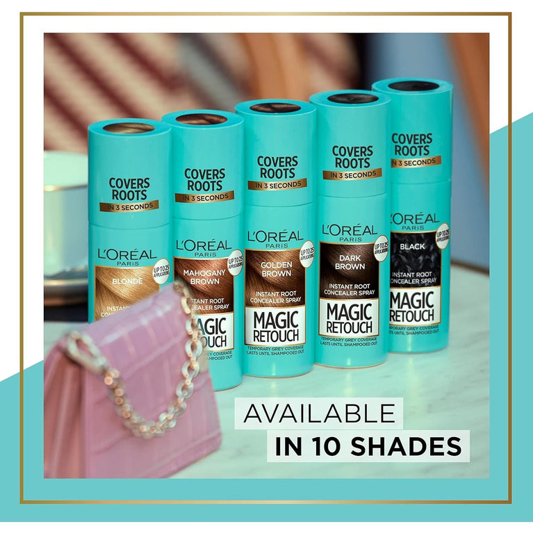 L'Oréal Magic Retouch Instant Root Concealer Spray, Ideal for Touching Up Grey Root Regrowth, 75 ml, Colour: Golden Brown