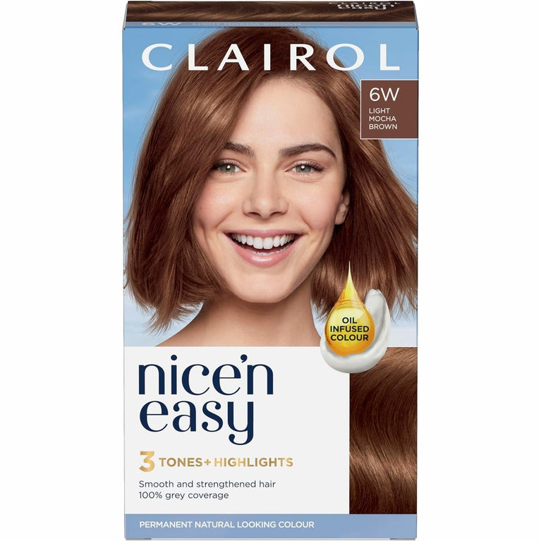 Clairol Nice'n Easy Crème, Light Mocha Brown Hair Dye - Salon Tones with Oil Infusion
