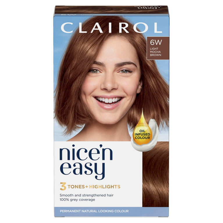 Clairol Nice'n Easy Crème, Light Mocha Brown Hair Dye - Salon Tones with Oil Infusion