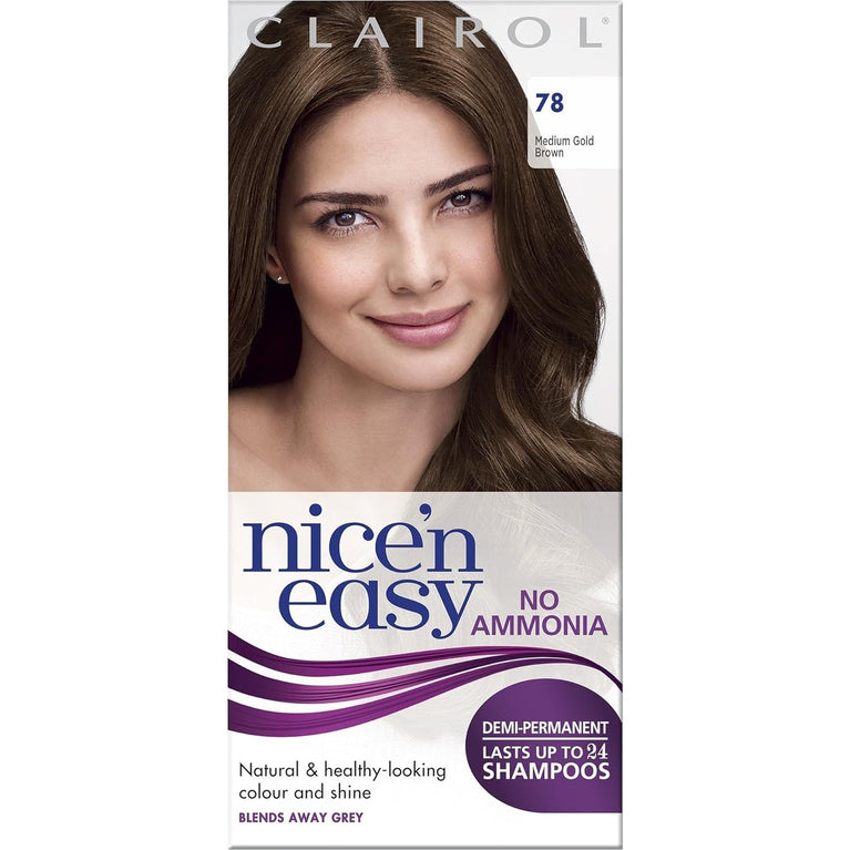 Clairol Nice'n Easy No Ammonia Hair Dye, 78 Medium Golden Brown, 1 Count (Pack of 1)
