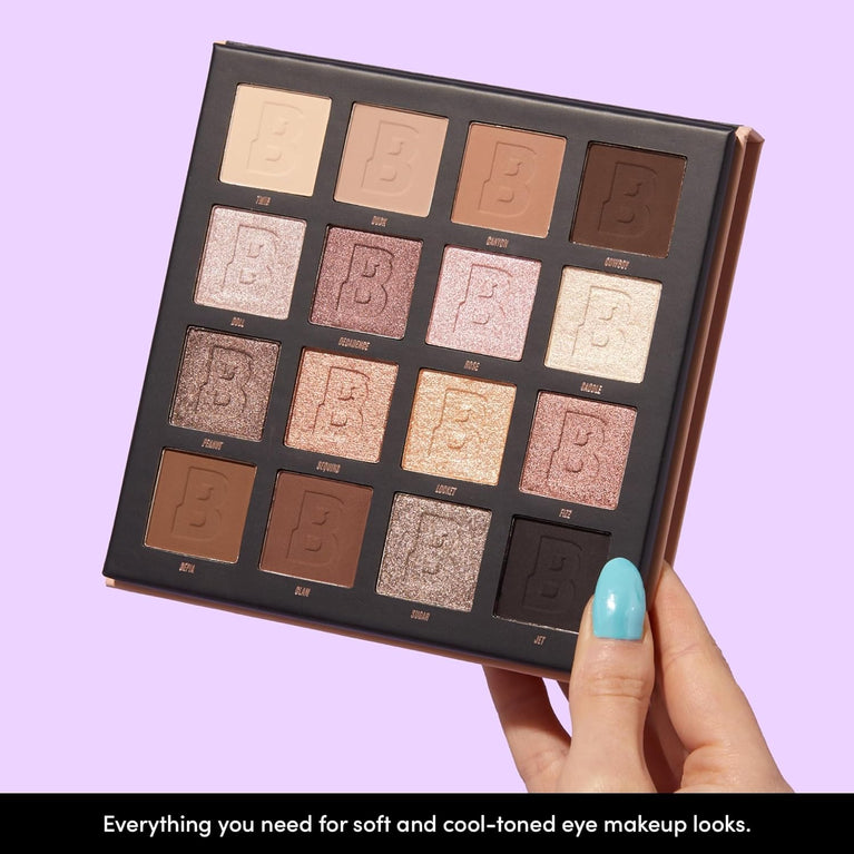 BEAUTY BAY's Deluxe 16-Shade Neutral Eyeshadow Palette - Vegan and Cruelty-Free Makeup Set with Cool Tones, Matte and Shimmer Finishes - Ideal Gift for Women