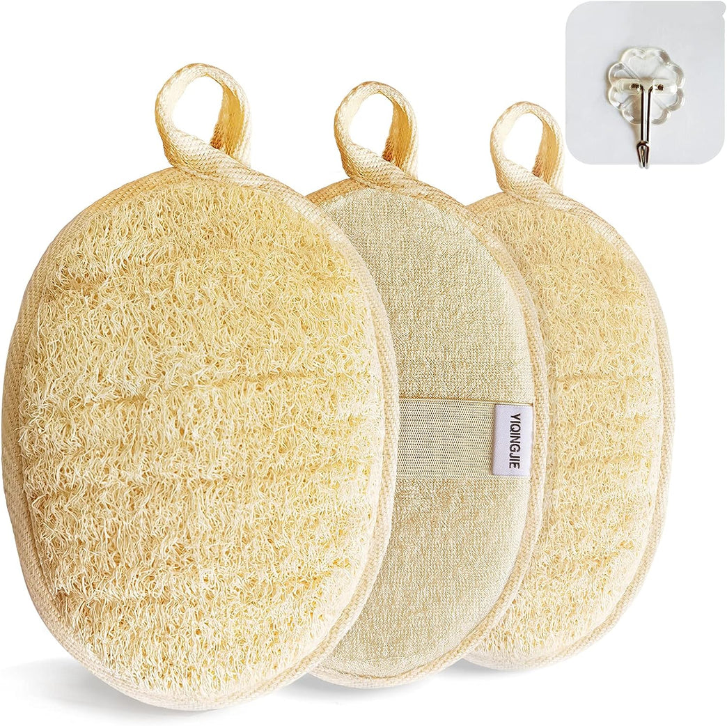 Eco-Friendly Natural Loofah Sponge Exfoliating Body Scrubber (3 Pack)