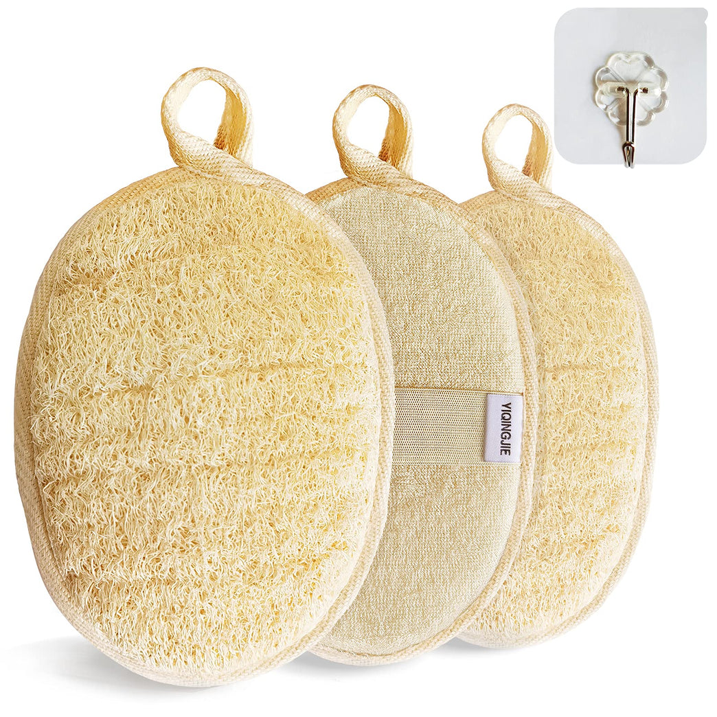 Eco-Friendly Natural Loofah Sponge Exfoliating Body Scrubber (3 Pack)