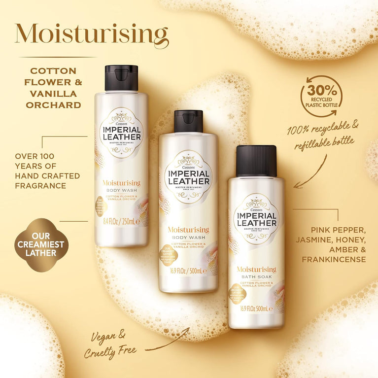 Imperial Leather Cotton Flower & Vanilla Orchid Shower Gel, Pack of 4 x 500ml