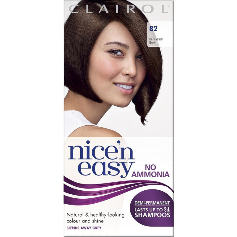Clairol Nice'n Easy No Ammonia Hair Dye, 82 Dark Warm Brown