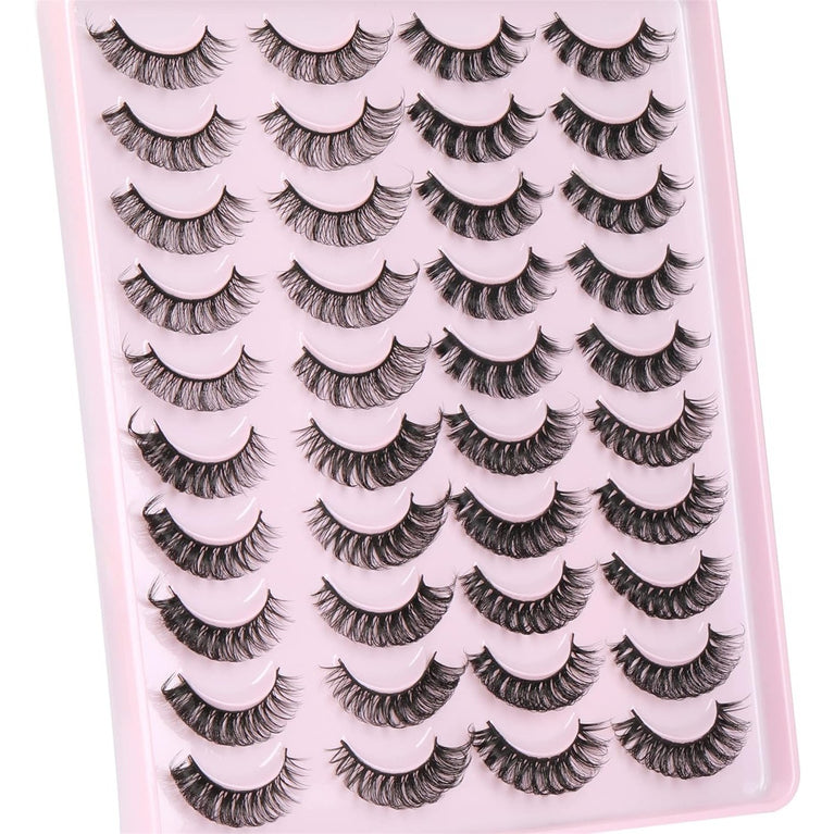 Ruairie Premium Synthetic Fiber D Curl Russian Faux Mink Eyelashes - 20 Pairs Variety Pack of 4 Styles for Natural Glam Look