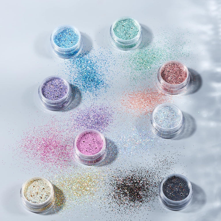 Moon Glitter's Holographic Silver Cosmetic Glitter Shakers – Perfect for Festival & Nightclub Makeup for Face, Body, Nails, Hair, Lips – 5g