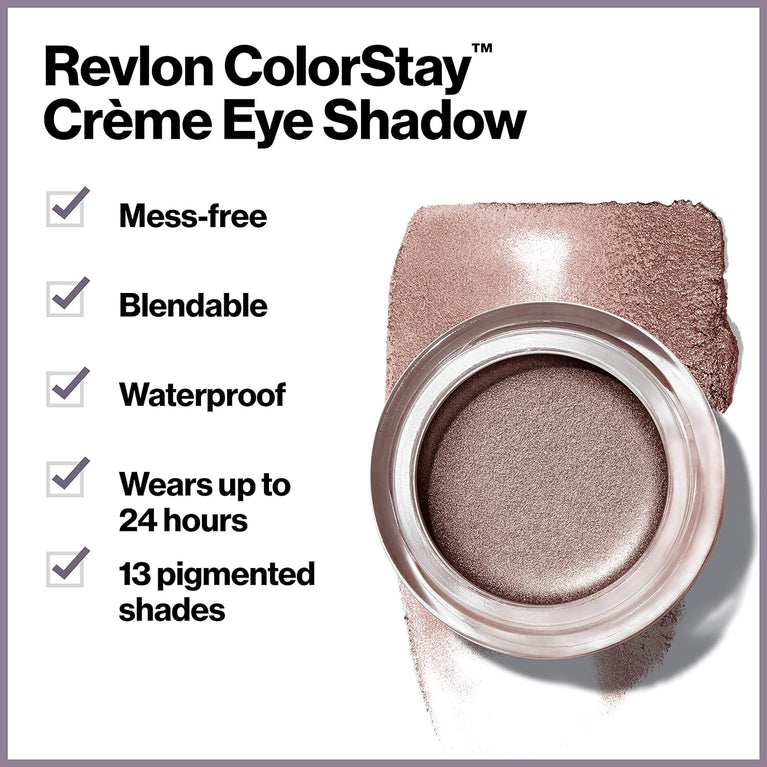 Revlon Colorstay 24 Hour Longwear Eye Shadow in Praline (730), Blendable Rose Beige Matte or Shimmer Finish with Built-in Applicator Brush