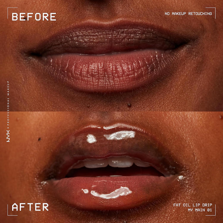 NYX Professional 12-Hour Hydrating Lip Gloss with Cloudberry & Raspberry Oils and Squalane, Non-Sticky High Shine, Fat Application, Vegan, Shade: My Main