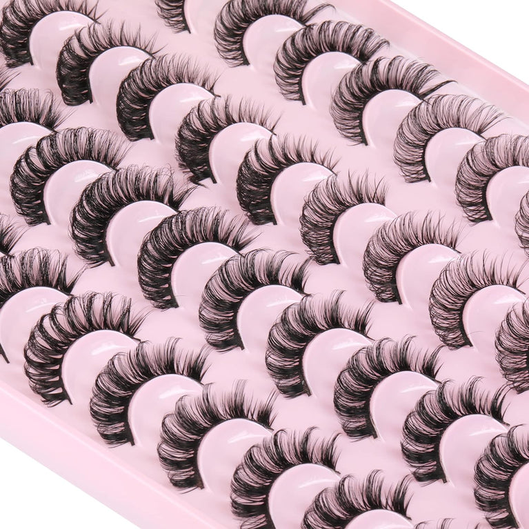 Ruairie Premium Synthetic Fiber D Curl Russian Faux Mink Eyelashes - 20 Pairs Variety Pack of 4 Styles for Natural Glam Look