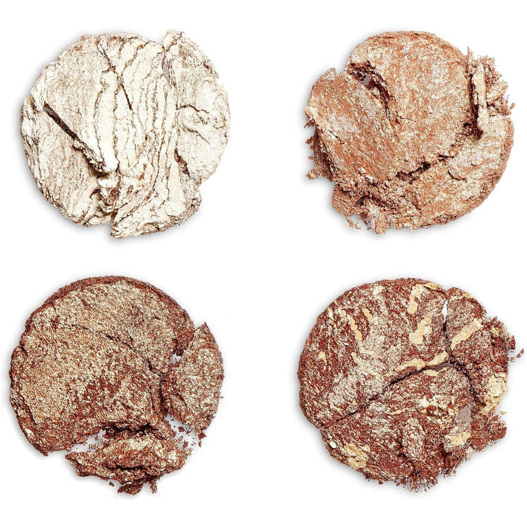 Makeup Revolution 4-Shade Shimmer Cheek Kit: Bronzer & Highlighter Palette, PETA-Certified, 8.8g