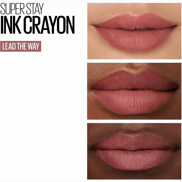 Maybelline Superstay Matte Ink Crayon Lipstick - Longlasting Nude Shade 15 'Lead The Way' with Precision Applicator for up to 8 Hours