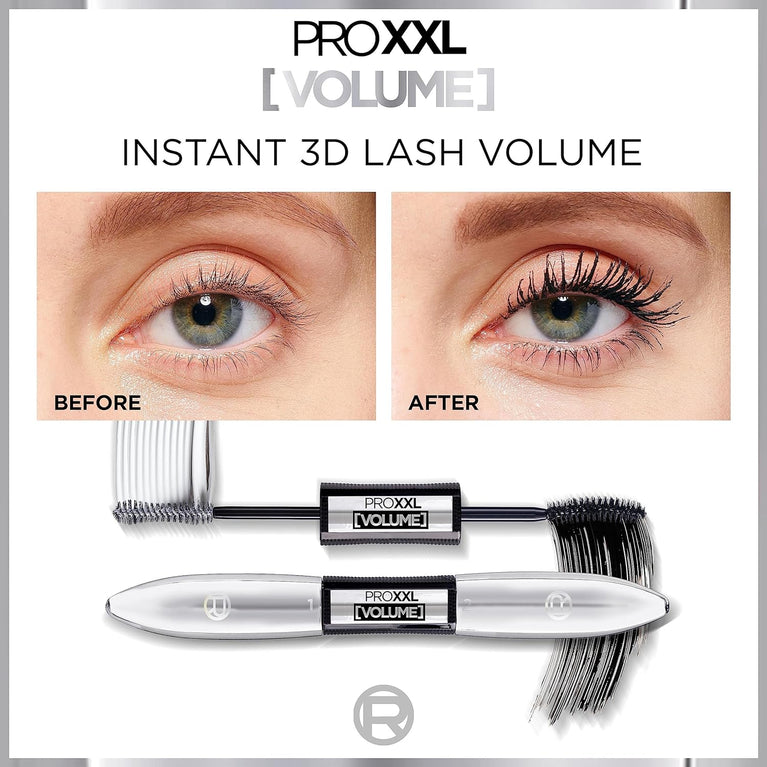 L'Oréal Paris Pro XXL Salon-Grade Mascara, Enhanced with Panthenol, 24-Hour Lasting, Clump and Smudge-Free, Ultimate Lash Volume in Black